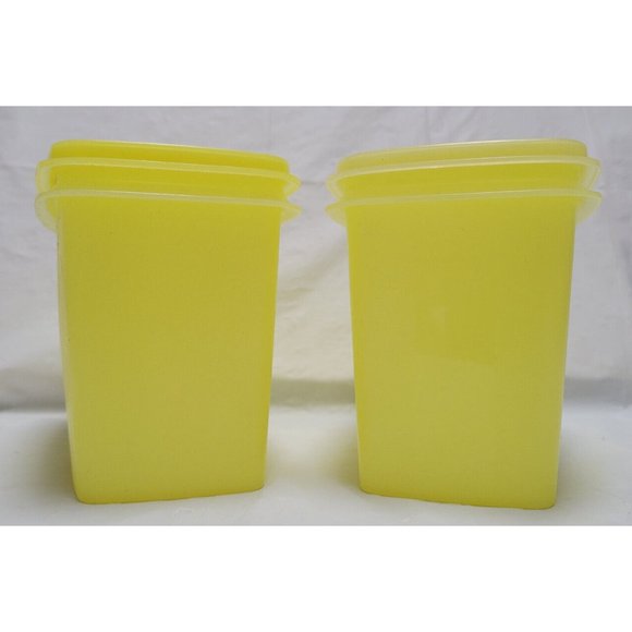Lot of 2 Vintage Tupperware Storage Container Bright Yellow 1243-2 with Lids - Picture 4 of 7